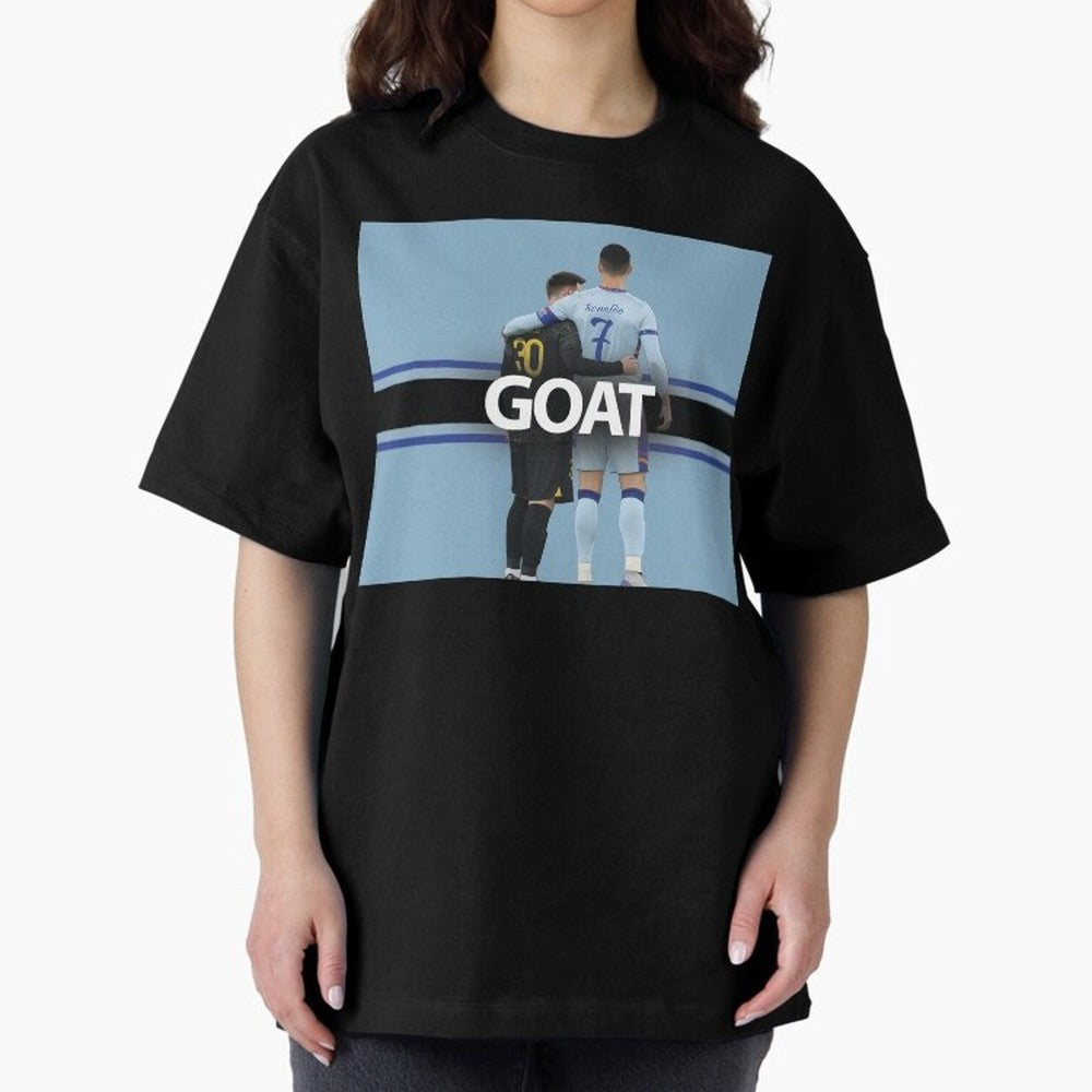 The Two Goats Messi & Ronaldo Premium T-Shirt Fuel the Hype around FIFA World Cup 2026 for Fans of CR7 and Messi and England and Germany, Bringing Match Day Excitement, Supporter Culture, Golden Goals and Global Football Passion; Ideal for