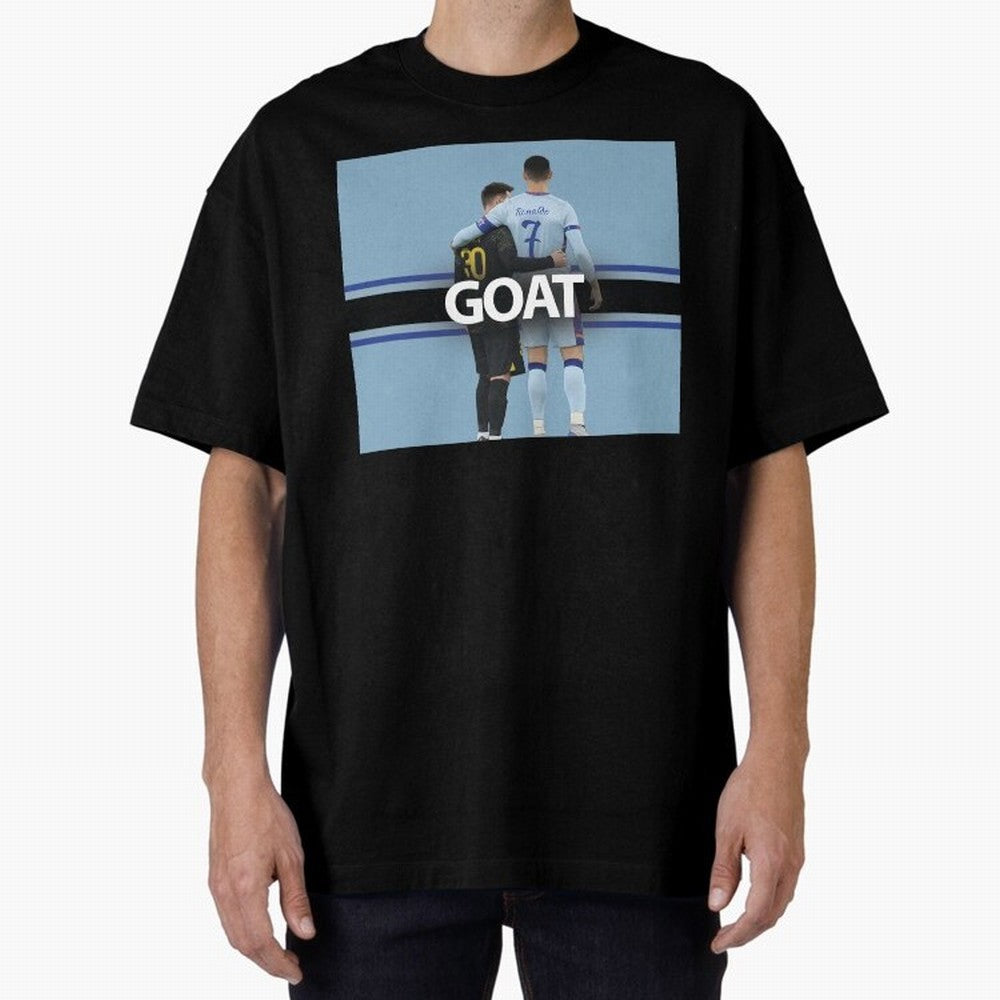 The Two Goats Messi & Ronaldo Premium T-Shirt Fuel the Hype around FIFA World Cup 2026 for Fans of CR7 and Messi and England and Germany, Bringing Match Day Excitement, Supporter Culture, Golden Goals and Global Football Passion; Ideal for