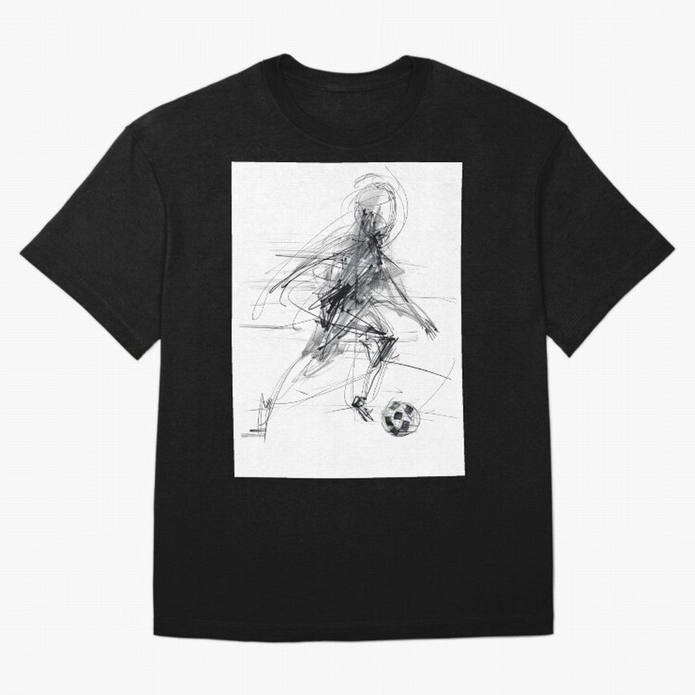 Abstract Soccer Player Sketch ¡ª Minimal Line Art Design Premium T-Shirt Carry the Colors and Pride of FIFA World Cup 2026 USA Canada Mexico Spirit, Inspired by Brazil, Portugal and Argentina, Mbappe, Soccer Culture, Superstar Moments, National