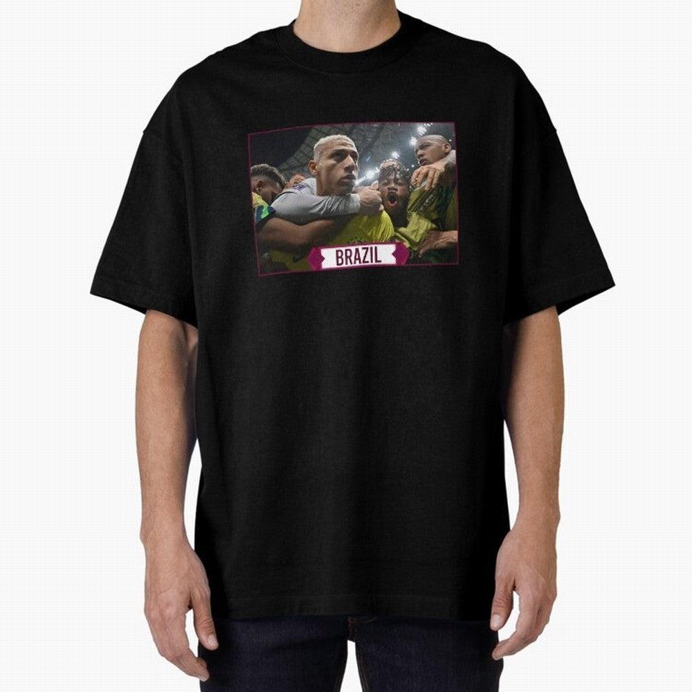 Brazil World Cup Oversized T-Shirt Celebrate the Next Chapter of Global Football Passion for FIFA World Cup 2026 USA Canada Mexico, with Haaland, Portugal, Global Supporter Spirit, Legendary Goals, National Colors and Tournament Celebration; Ideal