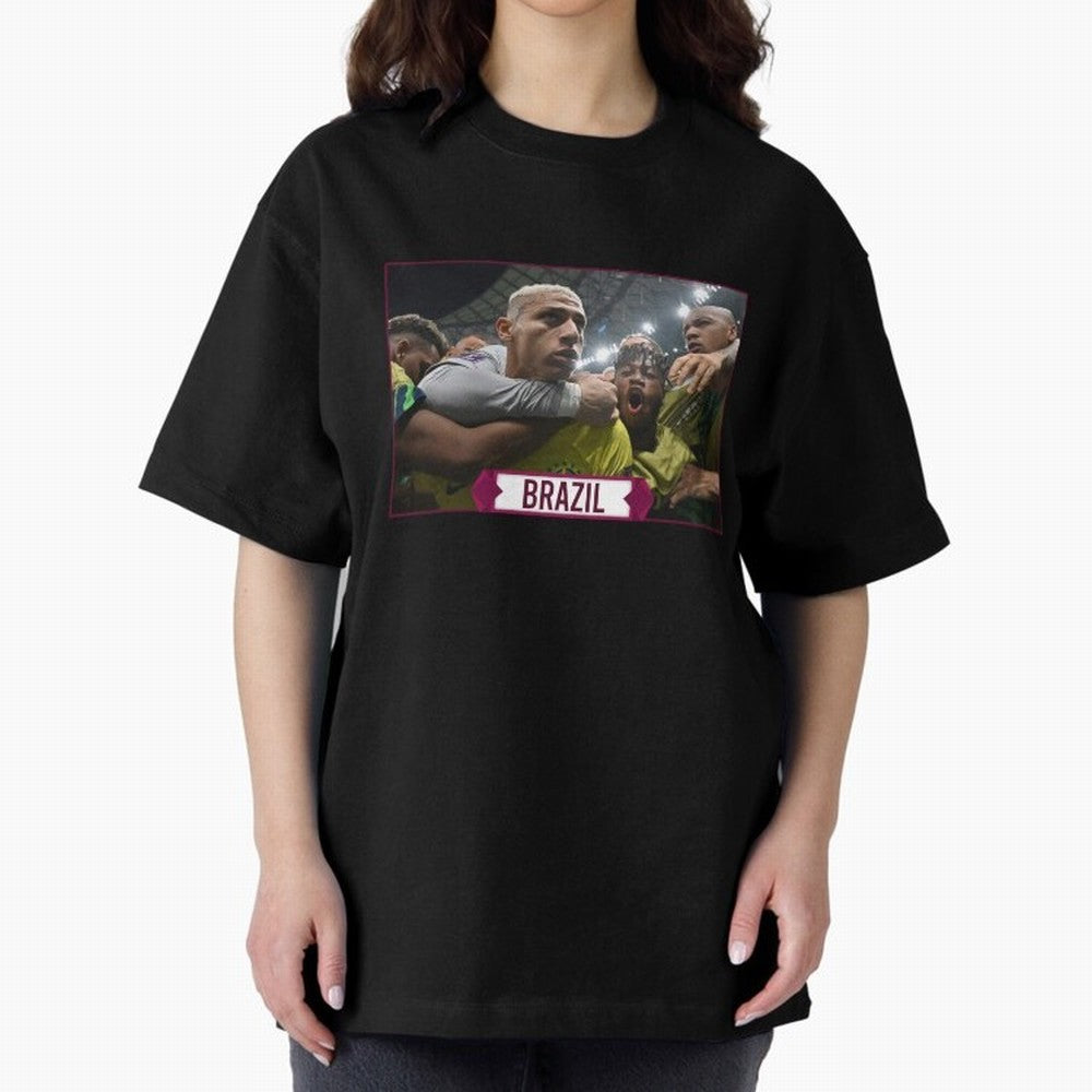 Brazil World Cup Oversized T-Shirt Celebrate the Next Chapter of Global Football Passion for FIFA World Cup 2026 USA Canada Mexico, with Haaland, Portugal, Global Supporter Spirit, Legendary Goals, National Colors and Tournament Celebration; Ideal