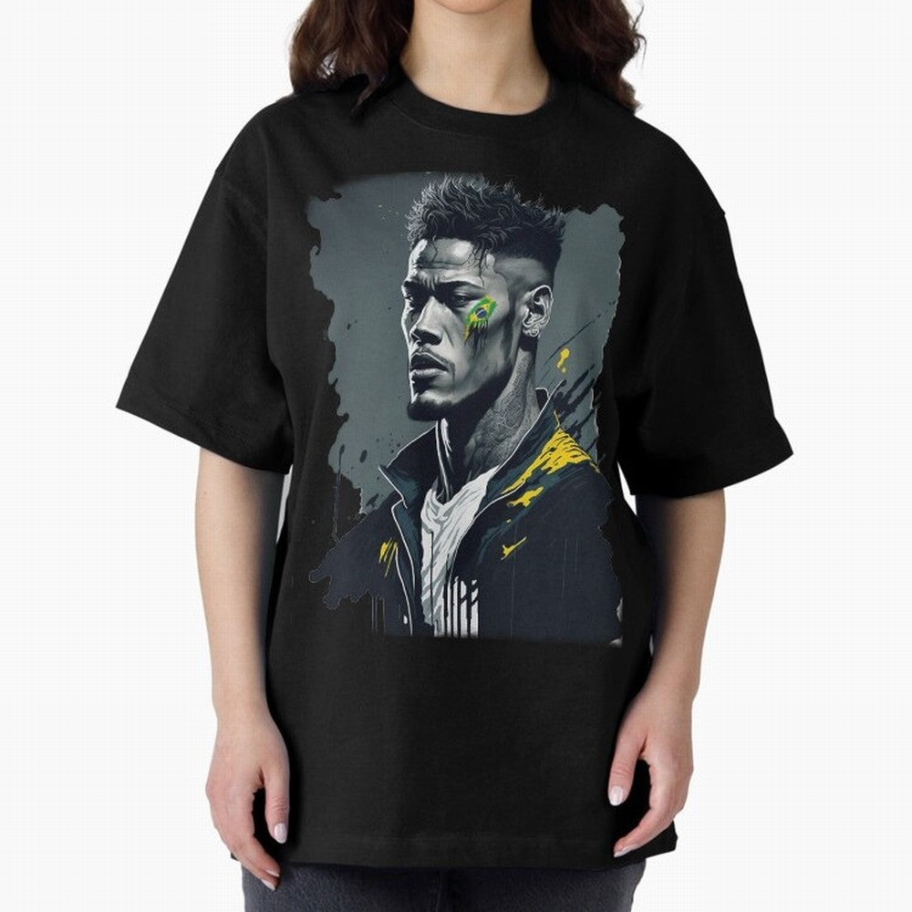 Neymar Jr. splash art Oversized T-Shirt Relive Match Day Hype around FIFA World Cup 2026, Cristiano Ronaldo, Argentina, France and Brazil, Stadium Memories, Football Loyalty, International Chants and Championship Tradition; Perfect for People Who