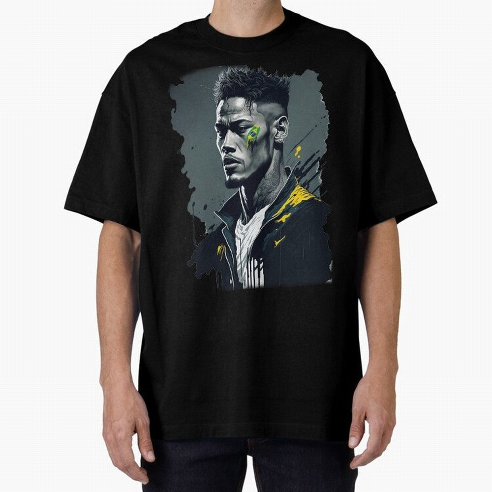 Neymar Jr. splash art Oversized T-Shirt Relive Match Day Hype around FIFA World Cup 2026, Cristiano Ronaldo, Argentina, France and Brazil, Stadium Memories, Football Loyalty, International Chants and Championship Tradition; Perfect for People Who