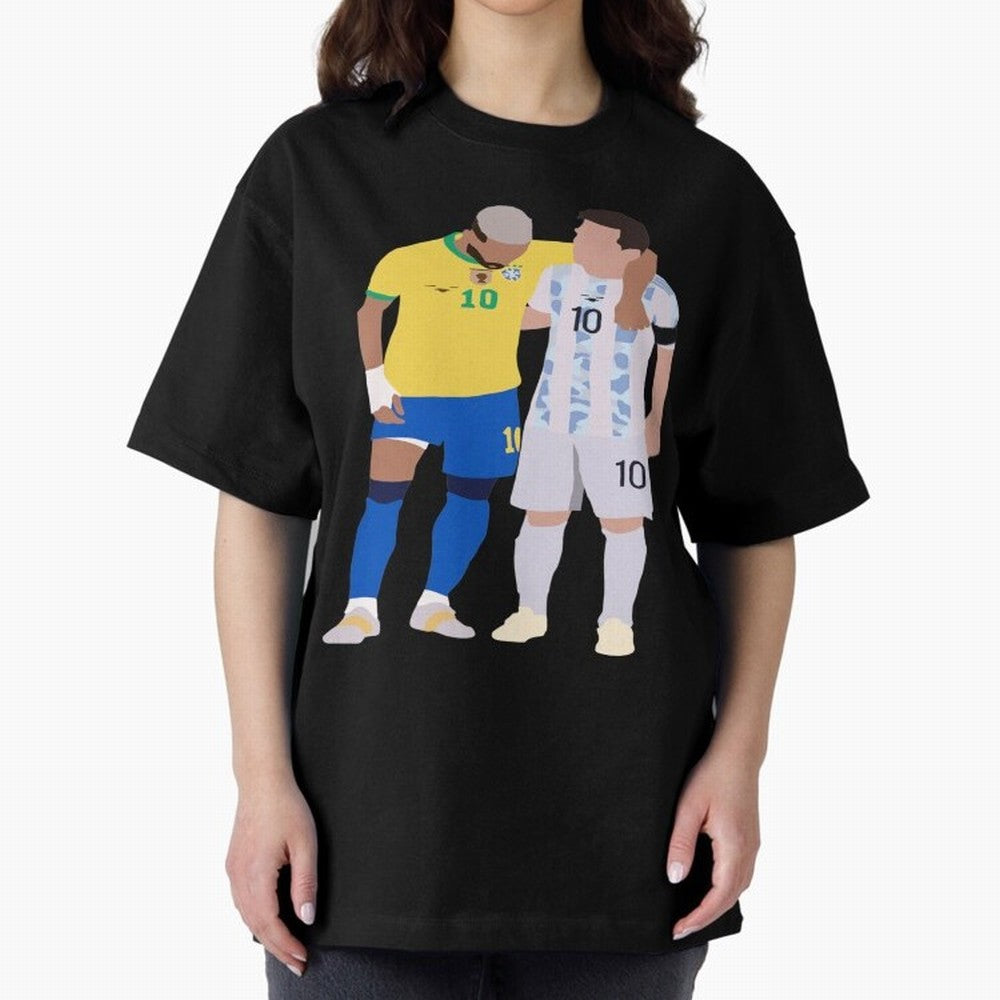 Messi and Neymar Copa America Friends Oversized T-Shirt Bring Supporter Culture to FIFA World Cup 2026 USA Canada Mexico Inspired by Haaland, Portugal Energy, Classic Soccer Heritage, Championship Pressure, Fan Loyalty and International Pride;