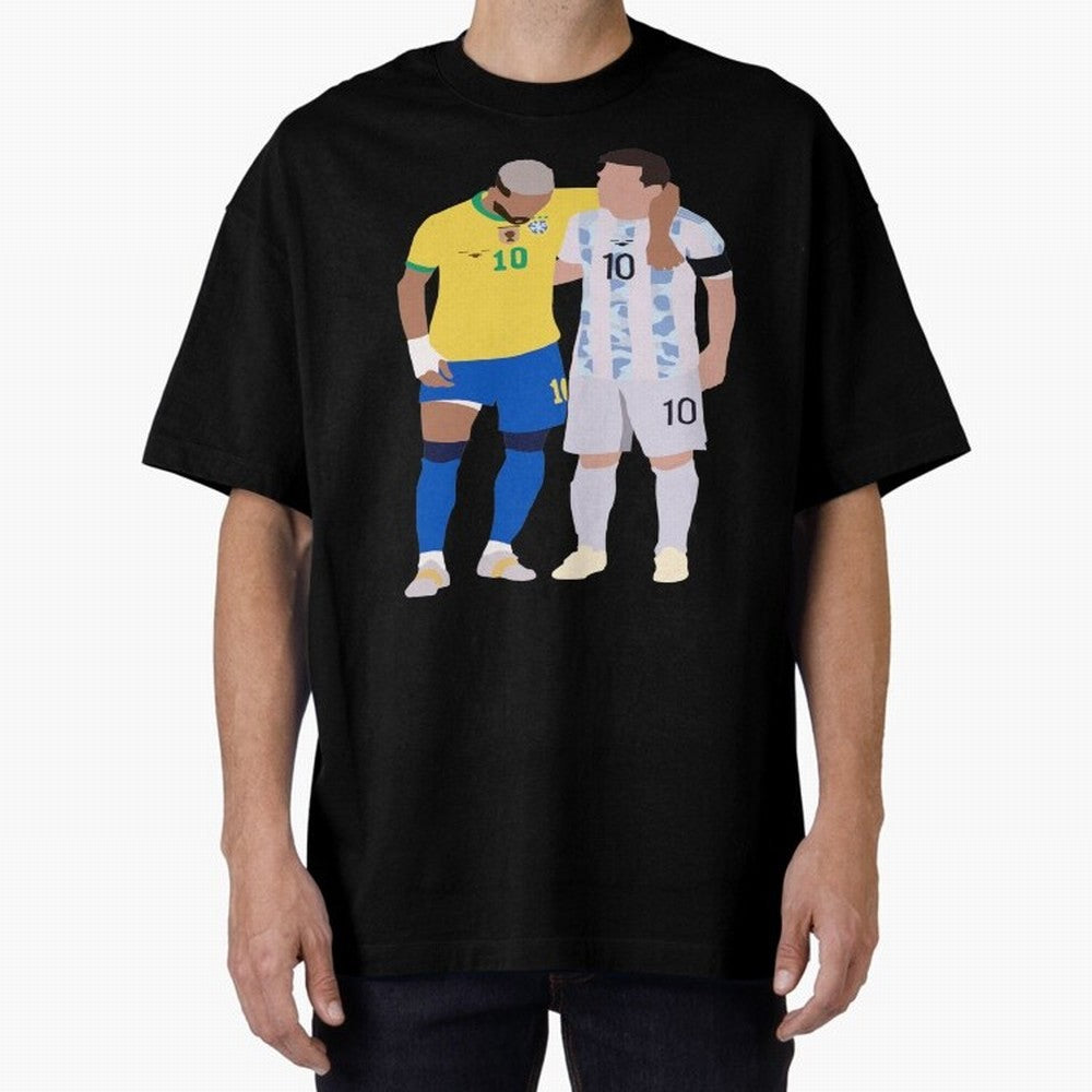 Messi and Neymar Copa America Friends Oversized T-Shirt Bring Supporter Culture to FIFA World Cup 2026 USA Canada Mexico Inspired by Haaland, Portugal Energy, Classic Soccer Heritage, Championship Pressure, Fan Loyalty and International Pride;