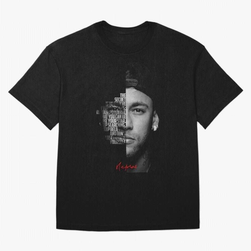 Black and white Neymar Jr quote. Oversized T-Shirt Show Support during the FIFA World Cup 2026 USA Canada Mexico Journey through Neymar Highlights, England and Germany Pride, Match Day Excitement, Supporter Culture, Golden Goals and Global Football