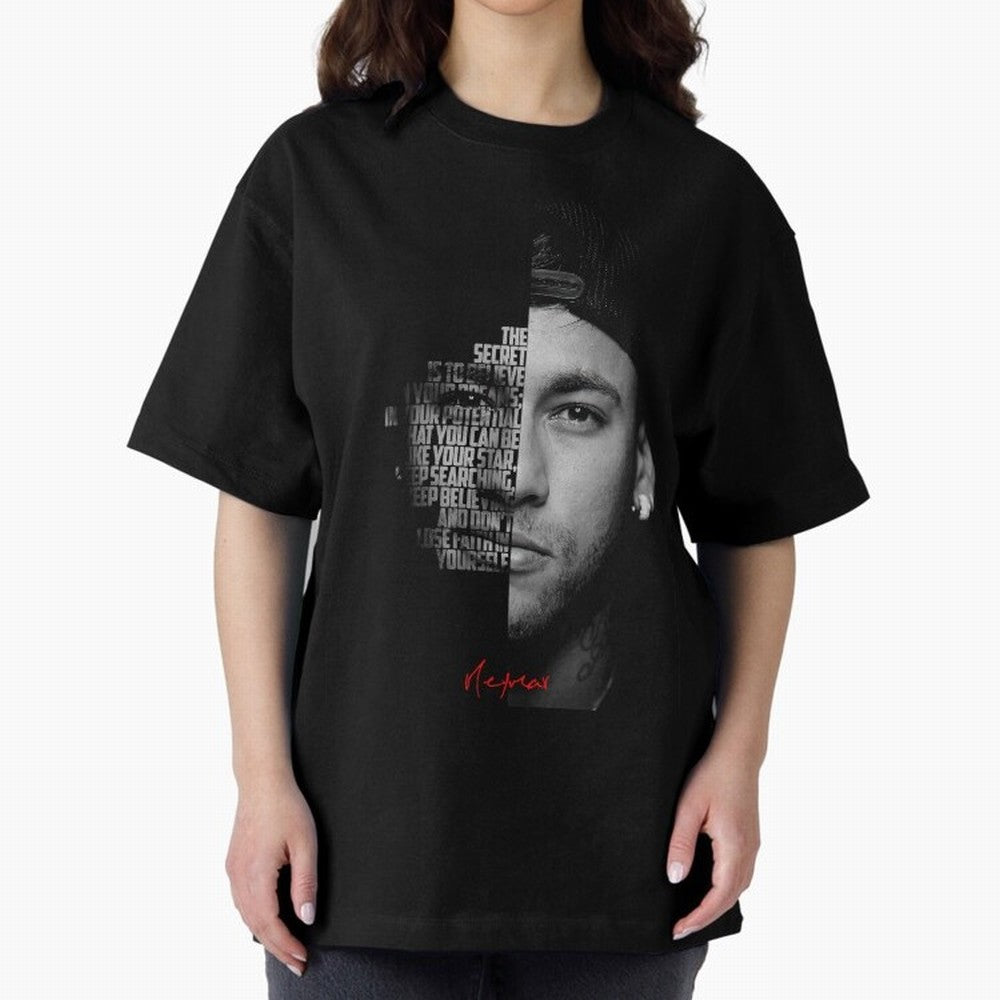 Black and white Neymar Jr quote. Oversized T-Shirt Show Support during the FIFA World Cup 2026 USA Canada Mexico Journey through Neymar Highlights, England and Germany Pride, Match Day Excitement, Supporter Culture, Golden Goals and Global Football