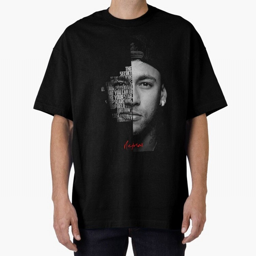 Black and white Neymar Jr quote. Oversized T-Shirt Show Support during the FIFA World Cup 2026 USA Canada Mexico Journey through Neymar Highlights, England and Germany Pride, Match Day Excitement, Supporter Culture, Golden Goals and Global Football