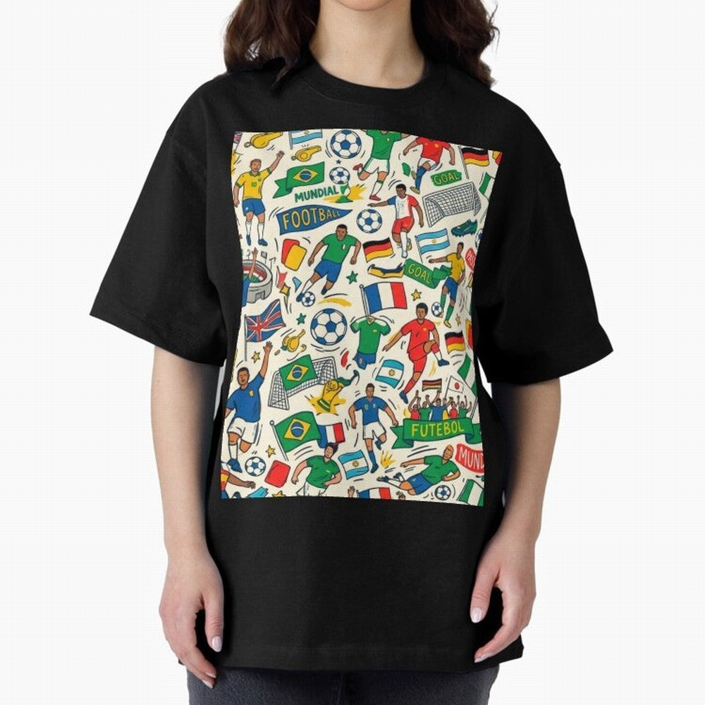 World Cup 2026: Global Football Fever Oversized T-Shirt Show Your Tournament Heart for the FIFA World Cup 2026 Journey through Messi, CR7 and Mbappe Highlights, Brazil, Portugal and Argentina Pride, Worldwide Fan Energy, Dramatic Goals, Stadium