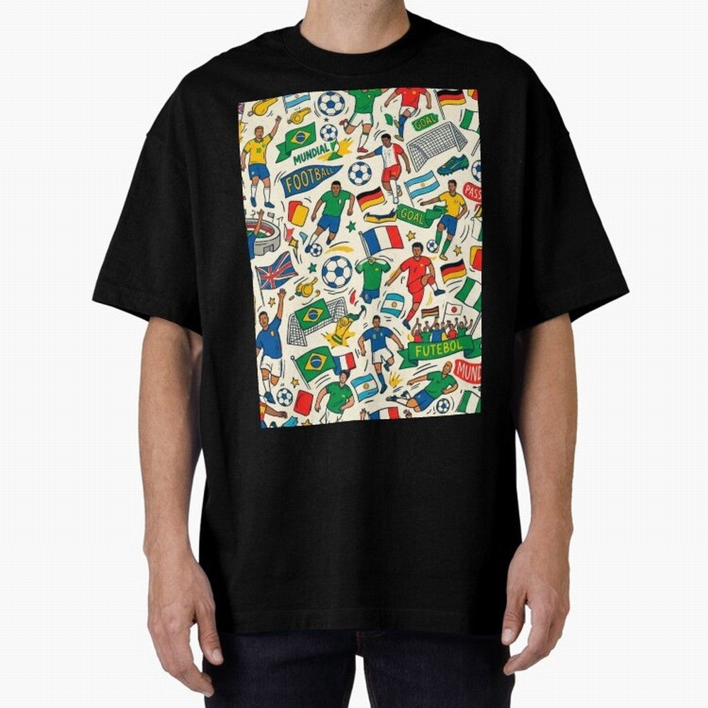 World Cup 2026: Global Football Fever Oversized T-Shirt Show Your Tournament Heart for the FIFA World Cup 2026 Journey through Messi, CR7 and Mbappe Highlights, Brazil, Portugal and Argentina Pride, Worldwide Fan Energy, Dramatic Goals, Stadium