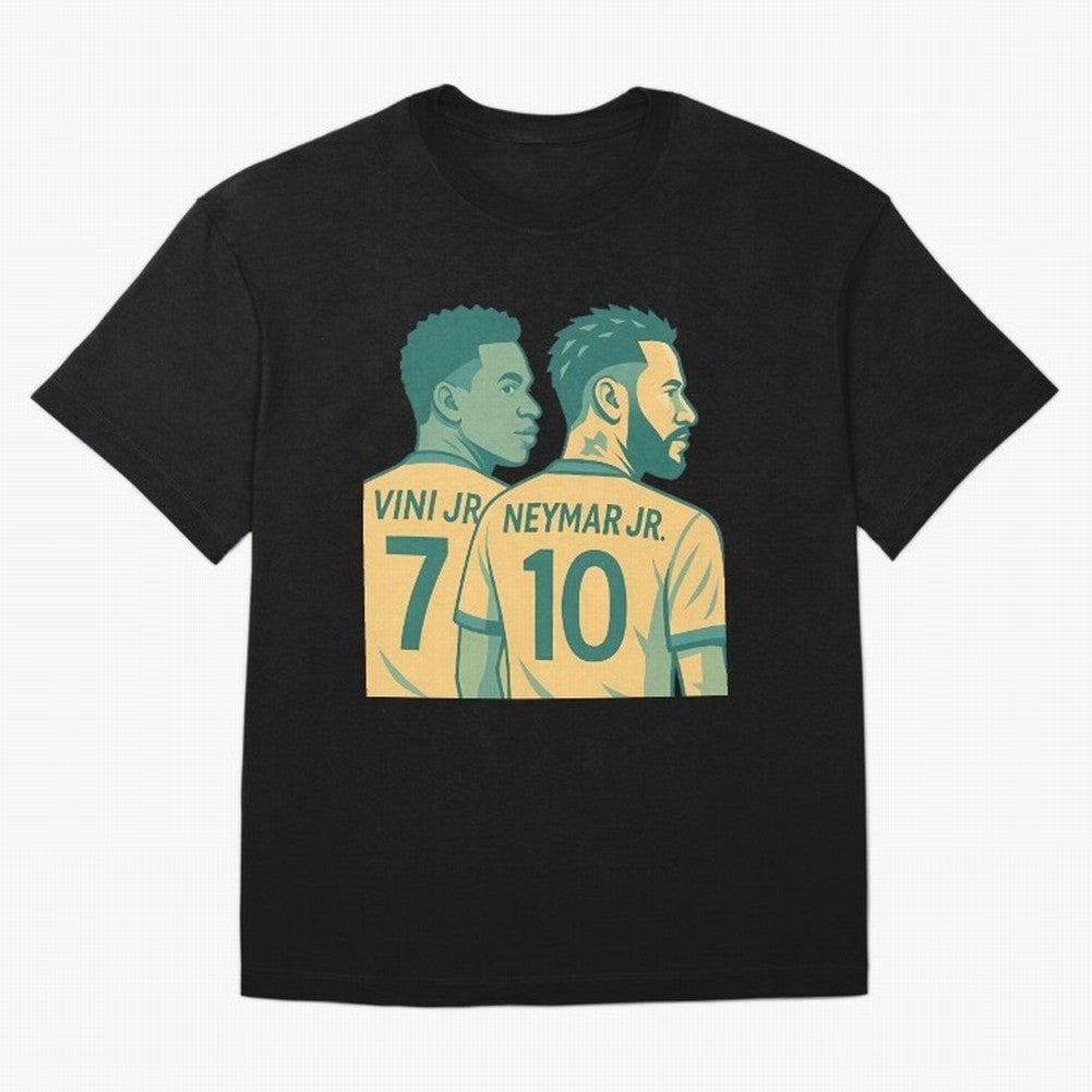 Vini Jr and Neymar Jr side-by-side Classic T-Shirt Feel Global Football Passion for FIFA World Cup 2026, Celebrating Messi, Neymar and Mbappe, Brazil, Match Day Excitement, Supporter Culture, Golden Goals and Global Football Passion; Built for