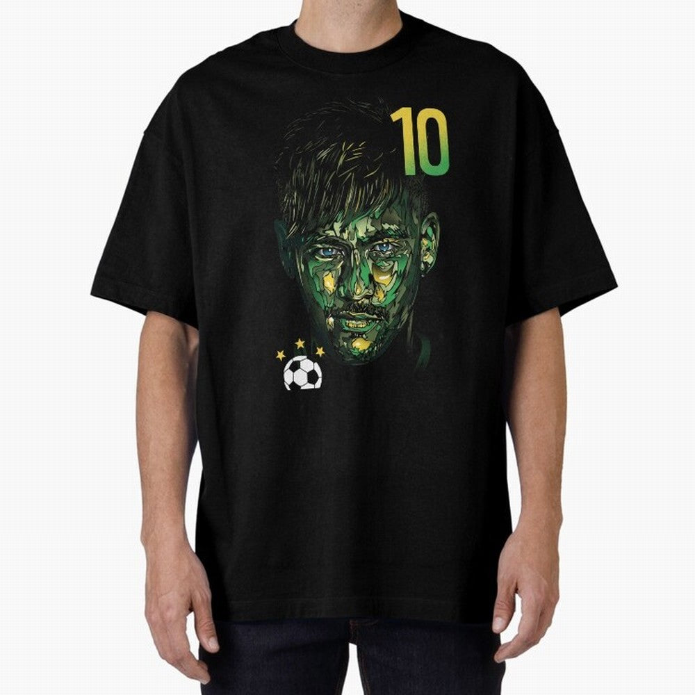 Neymar Jr. Oversized T-Shirt Show Championship Spirit for Global Football Passion for FIFA World Cup 2026, Celebrating Haaland, Argentina, France and Brazil, Classic Soccer Heritage, Championship Pressure, Fan Loyalty and International Pride; Built