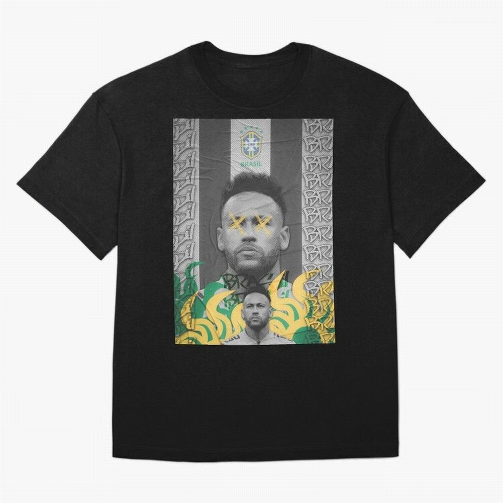 Brazil Football Star Grunge Poster Oversized T-Shirt Follow the Road to the FIFA World Cup 2026 Group Stage Journey through Mbappe Highlights, Argentina and Brazil Pride, Game Day Rituals, Football Legends, Country Pride and the Road to the Final;