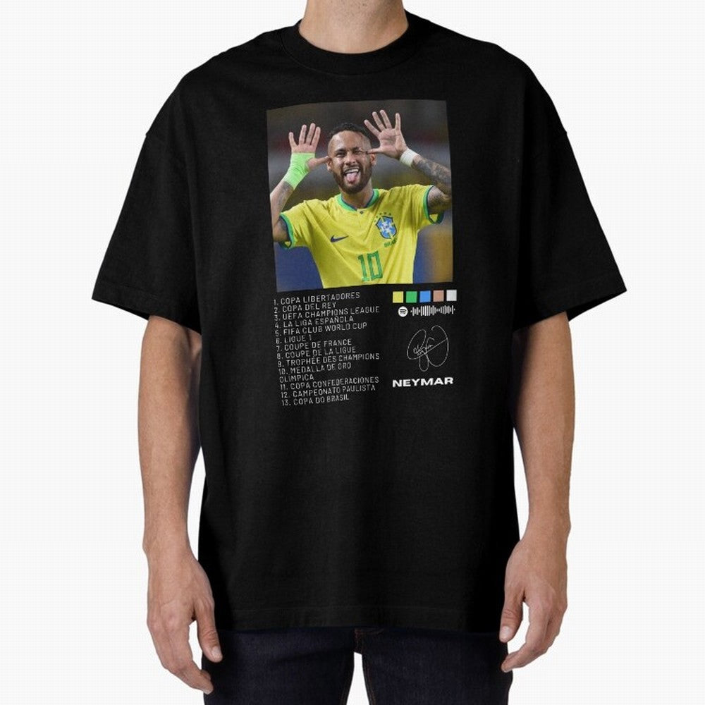 Neymar Brazil 10 Oversized T-Shirt Follow the Final Road of Global Football Passion for FIFA World Cup 2026 Group Stage, Built around Haaland, Brazil, Vintage Soccer Flavor, Modern Football Stars, National Flags and Final Night Emotion; Made for