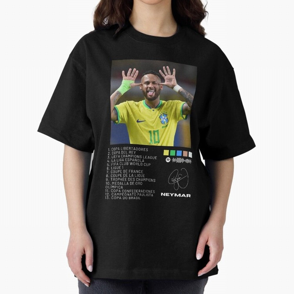 Neymar Brazil 10 Oversized T-Shirt Follow the Final Road of Global Football Passion for FIFA World Cup 2026 Group Stage, Built around Haaland, Brazil, Vintage Soccer Flavor, Modern Football Stars, National Flags and Final Night Emotion; Made for