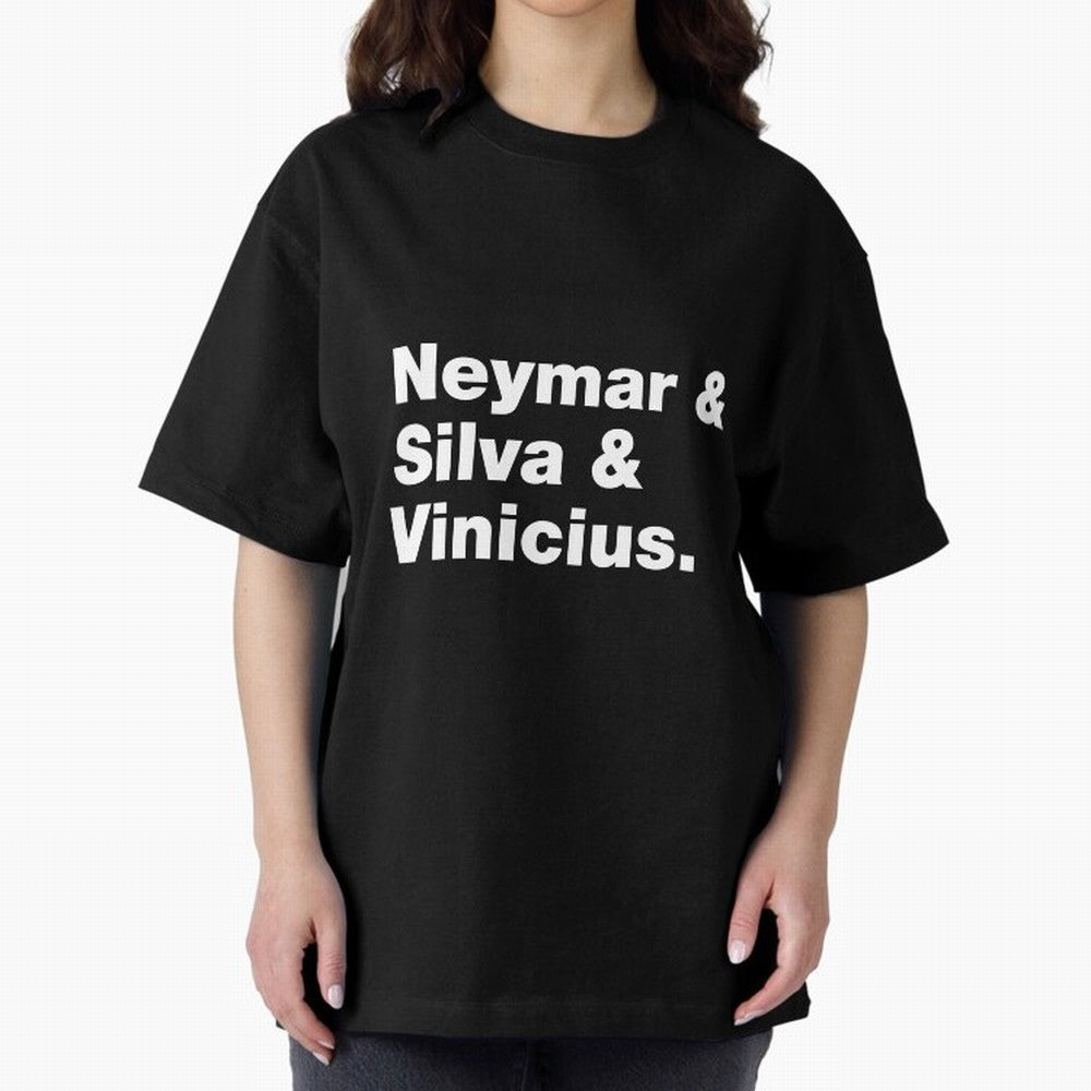 Neymar + Silva + Vinicius - Brazil Brazilian World Cup Squad Team Players Football Soccer Qatar WC 22 Oversized T-Shirt Celebrate Match Day Hype around FIFA World Cup 2026 USA Canada Mexico, Messi and Cristiano Ronaldo, France and Portugal, Game
