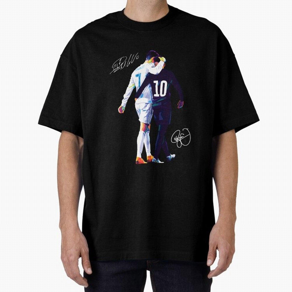 Cristiano Ronaldo and Neymar Jr Wpap Art Oversized T-Shirt Feel the Trophy Chase of Match Day Hype around FIFA World Cup 2026 USA Canada Mexico, Messi, Neymar and Mbappe, Argentina, France and Brazil, Football Passion, Legendary Performances,