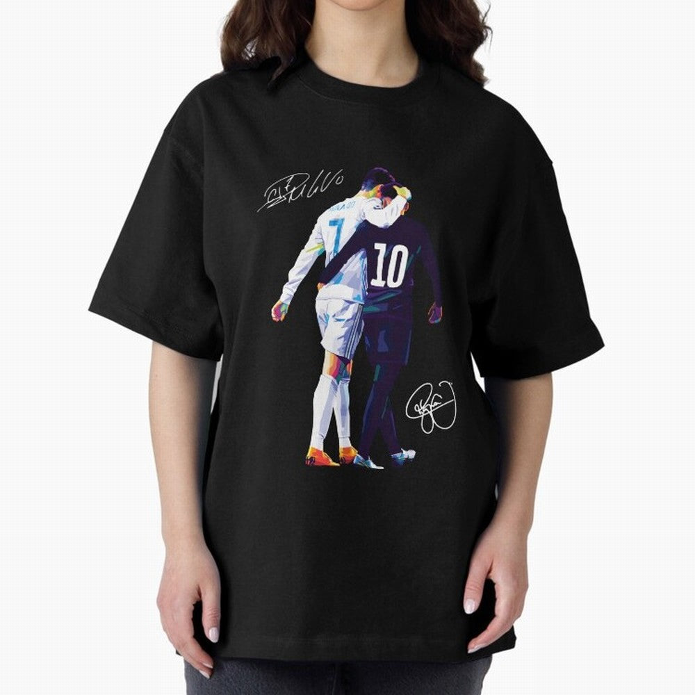 Cristiano Ronaldo and Neymar Jr Wpap Art Oversized T-Shirt Feel the Trophy Chase of Match Day Hype around FIFA World Cup 2026 USA Canada Mexico, Messi, Neymar and Mbappe, Argentina, France and Brazil, Football Passion, Legendary Performances,