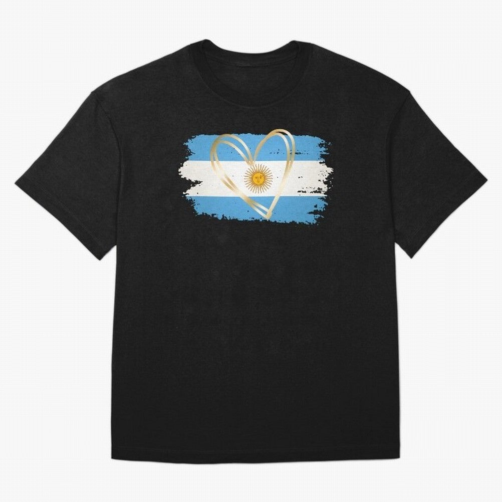 ARGENTINA FLAG WITH GOLDEN HEART Classic T-Shirt Celebrate National Team Dreams in the FIFA World Cup 2026 USA Canada Mexico Journey through CR7 Highlights, Germany Pride, Football History, Final Match Energy, Crowd Noise and Once in a Lifetime