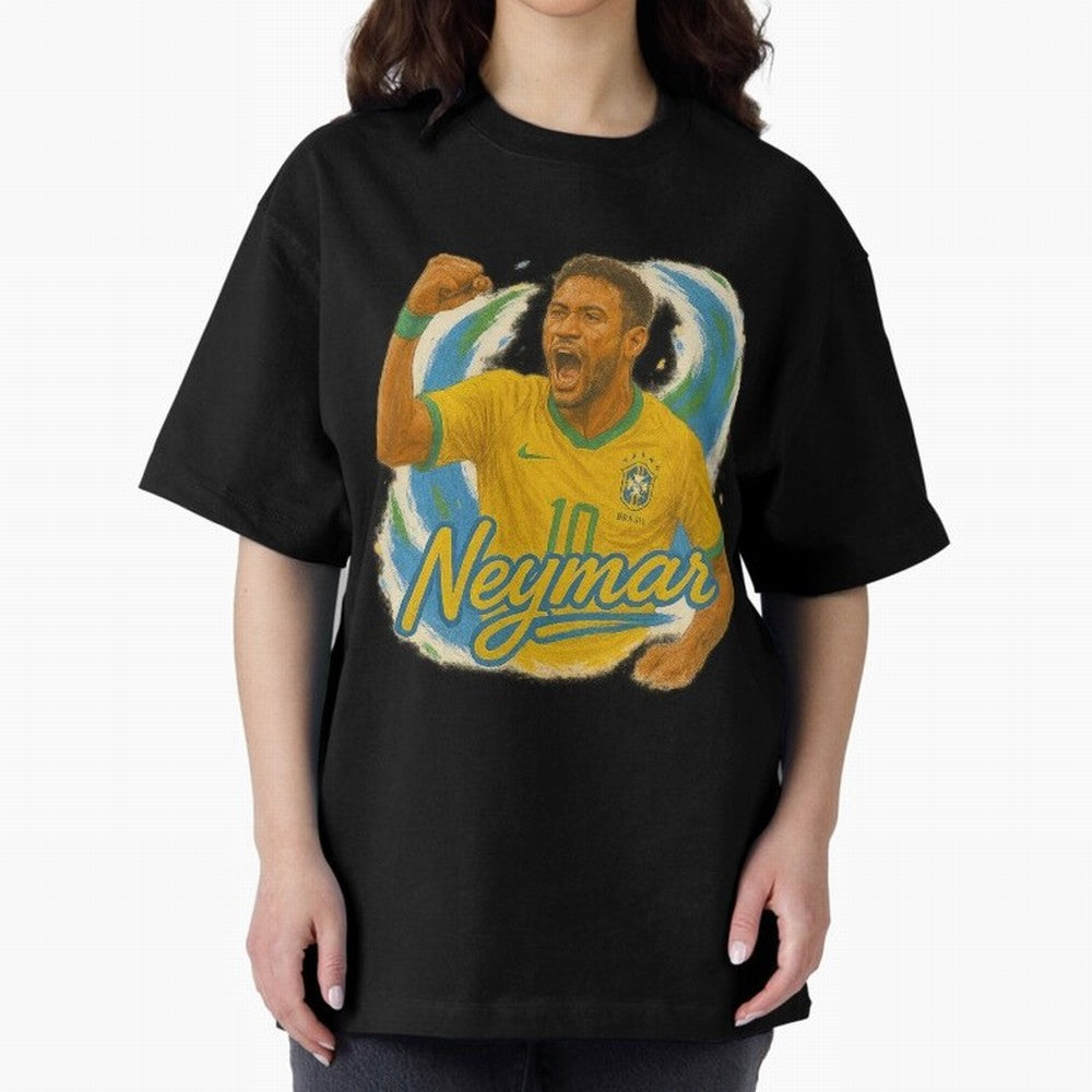 Neymar Brazil Art ¨C Dynamic Football Superstar Tribute Design	 Oversized T-Shirt Fuel FIFA World Cup 2026 USA Canada Mexico Centered on CR7, France Energy, Football Passion, Legendary Performances, Festival Vibes and Supporter Community; Ideal for