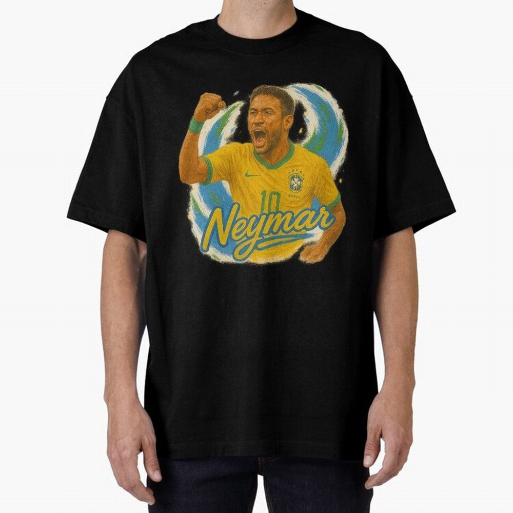 Neymar Brazil Art ¨C Dynamic Football Superstar Tribute Design	 Oversized T-Shirt Fuel FIFA World Cup 2026 USA Canada Mexico Centered on CR7, France Energy, Football Passion, Legendary Performances, Festival Vibes and Supporter Community; Ideal for