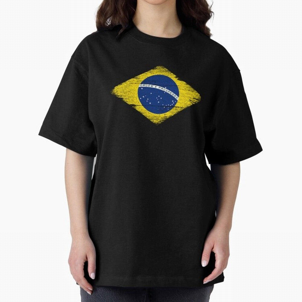 Brazil Flag Design Oversized T-Shirt Bring Home FIFA World Cup 2026 USA Canada Mexico for Fans of Haaland and England and Germany, Bringing Tournament Hype, Historic Matchups, Family Viewing Parties and Global Sports Pride; Created for Match Day