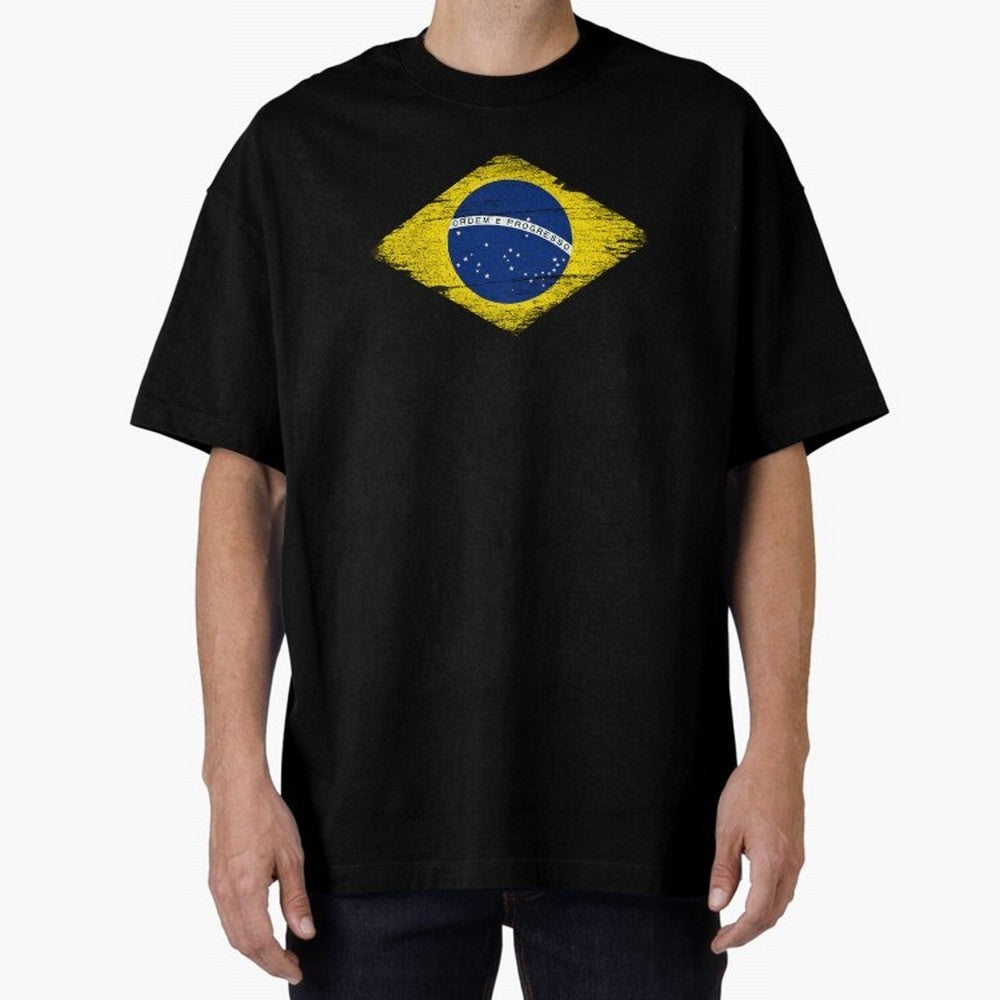 Brazil Flag Design Oversized T-Shirt Bring Home FIFA World Cup 2026 USA Canada Mexico for Fans of Haaland and England and Germany, Bringing Tournament Hype, Historic Matchups, Family Viewing Parties and Global Sports Pride; Created for Match Day