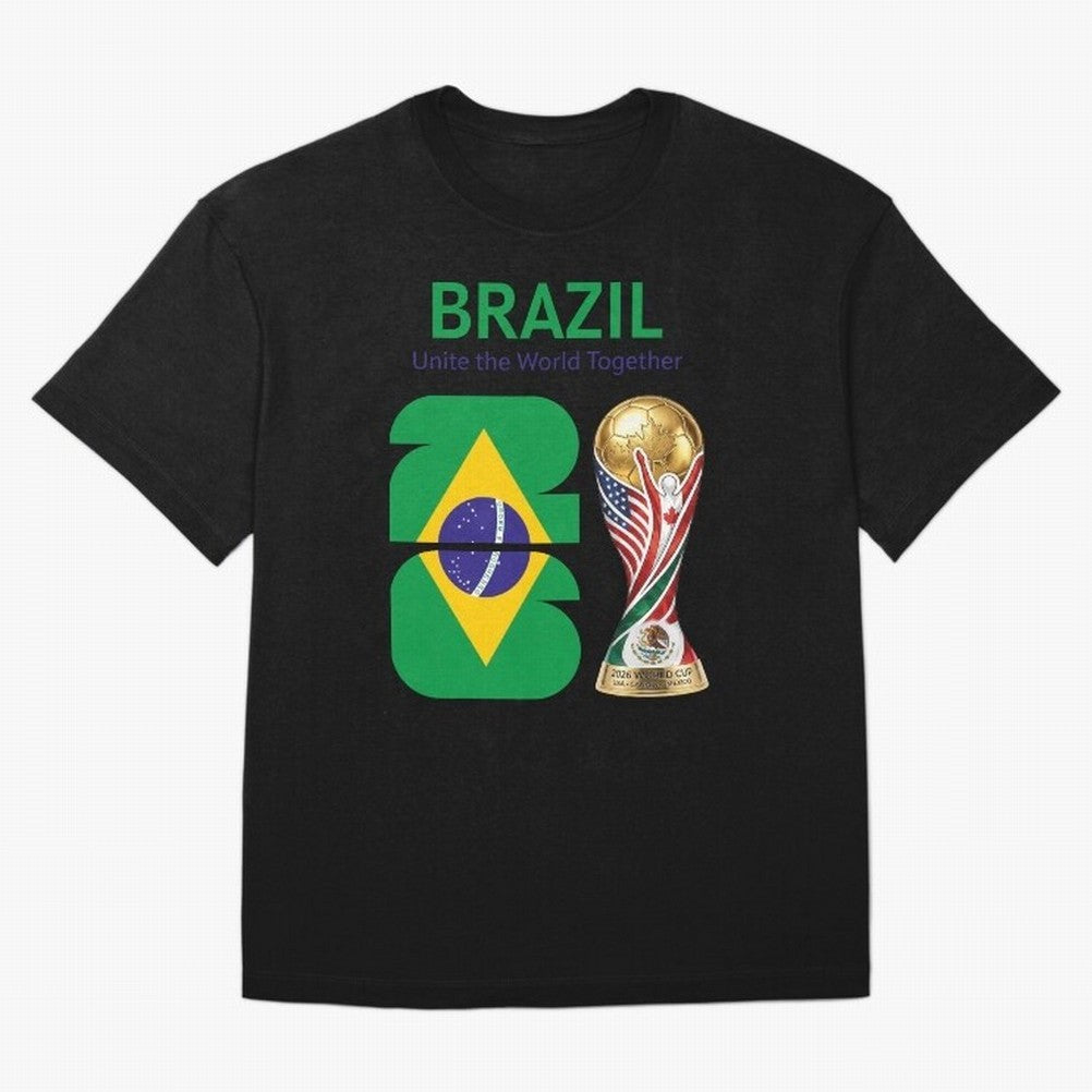 World Cup 2026, IMG 018, BRAZIL 002 Oversized T-Shirt Celebrate Classic Football Spirit in Global Football Passion for FIFA World Cup 2026 USA Canada Mexico, Centered on Messi, Neymar and Mbappe, Portugal, Spain and Germany, Championship Spirit,
