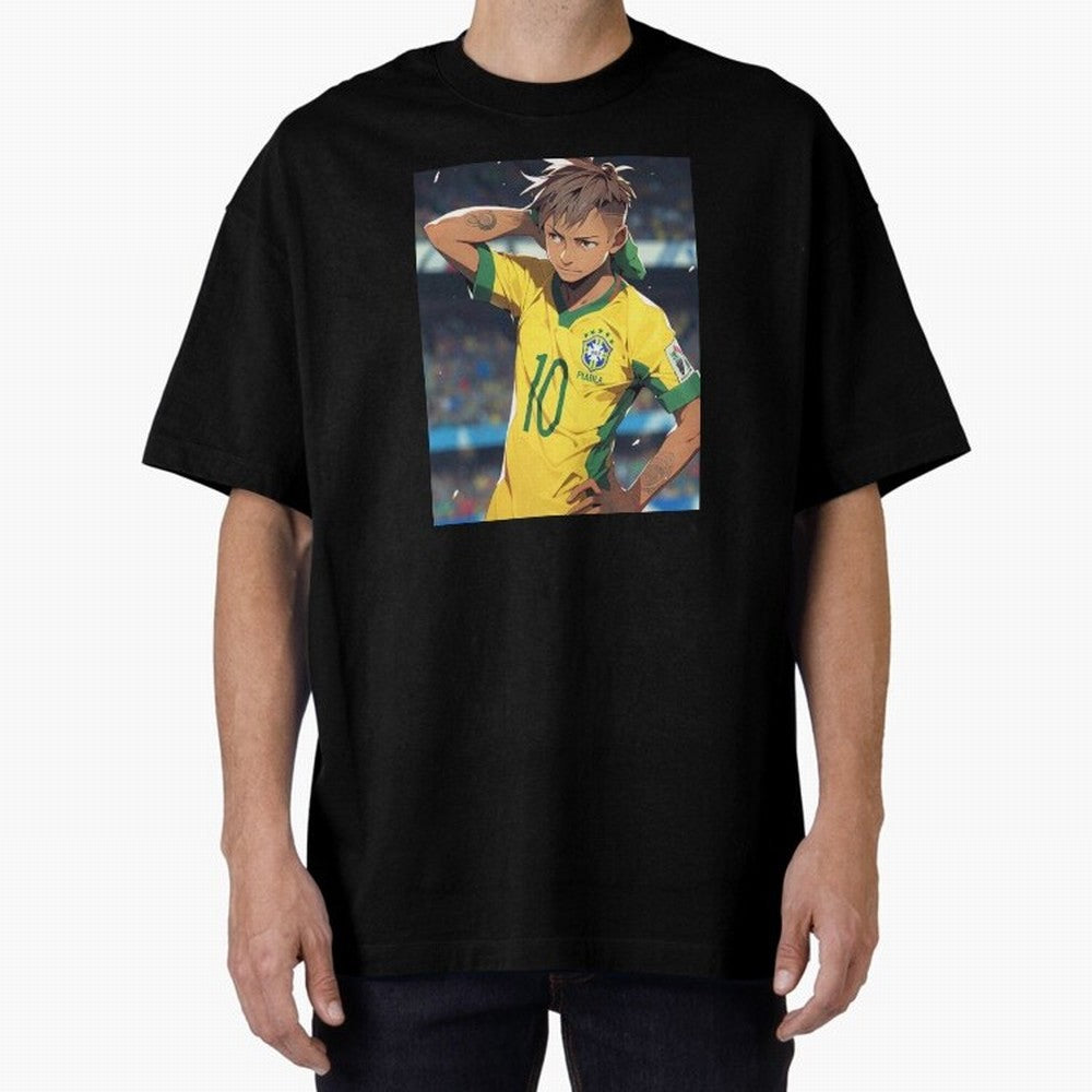Neymar Anime Soccer Classic T-Shirt Celebrate Classic Football Spirit in Match Day Hype around FIFA World Cup 2026, Haaland, Argentina, France and Brazil, Vintage Soccer Flavor, Modern Football Stars, National Flags and Final Night Emotion; Made