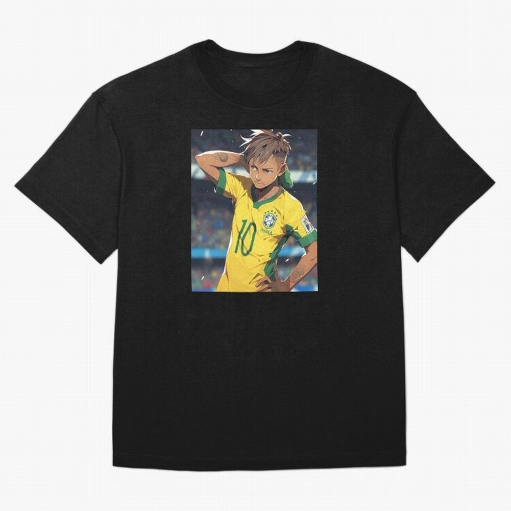 Neymar Anime Soccer Classic T-Shirt Celebrate Classic Football Spirit in Match Day Hype around FIFA World Cup 2026, Haaland, Argentina, France and Brazil, Vintage Soccer Flavor, Modern Football Stars, National Flags and Final Night Emotion; Made