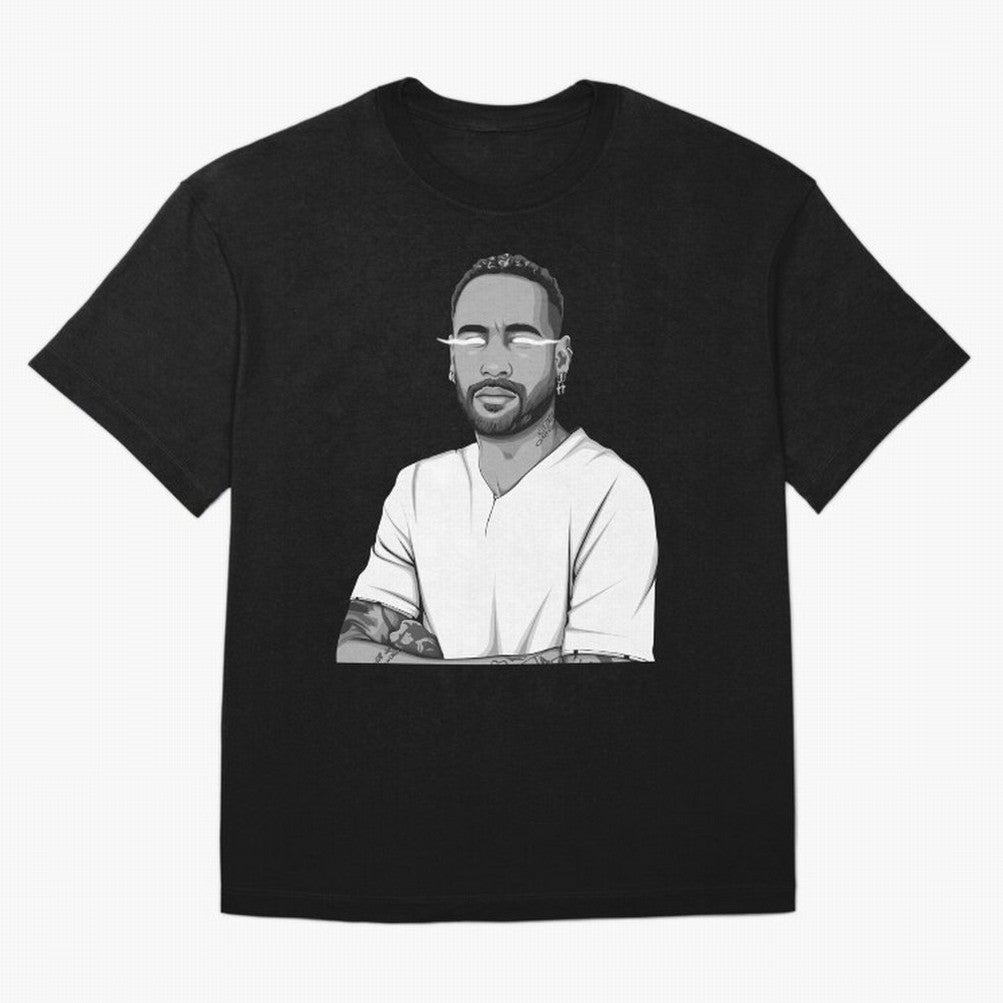 Neymar Jr. Black and White Version Oversized T-Shirt Celebrate Global Passion for Global Football Passion for FIFA World Cup 2026, Filled with Neymar, Haaland and Cristiano Ronaldo, France, Stadium Chants, National Pride, Trophy Dreams and