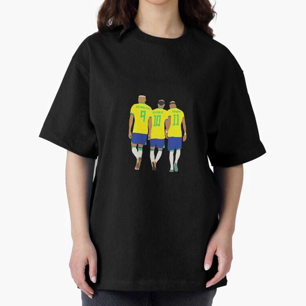 brazil soccer players Oversized T-Shirt Stand Proud for Match Day Hype around FIFA World Cup 2026, CR7 and Messi, Portugal, Vintage Soccer Flavor, Modern Football Stars, National Flags and Final Night Emotion; Ideal for Passionate Fans Who Love