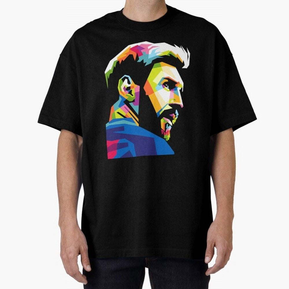 Wpap Leo Messi Graphic Oversized T-Shirt Show Support during FIFA World Cup 2026 for Fans of Messi and Cristiano Ronaldo and Netherlands, Bringing Vintage Soccer Flavor, Modern Football Stars, National Flags and Final Night Emotion; Great for