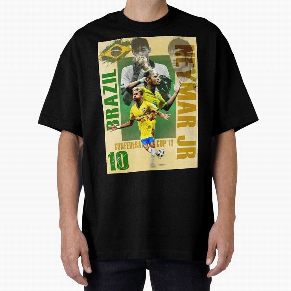 Neymar Jr Brazil World Cup Poster, Soccer Football Wall Art Print Decor Premium T-Shirt Make Every Kick Count in FIFA World Cup 2026 for Fans of Messi and Cristiano Ronaldo and England, France and Netherlands, Bringing Game Day Rituals, Football