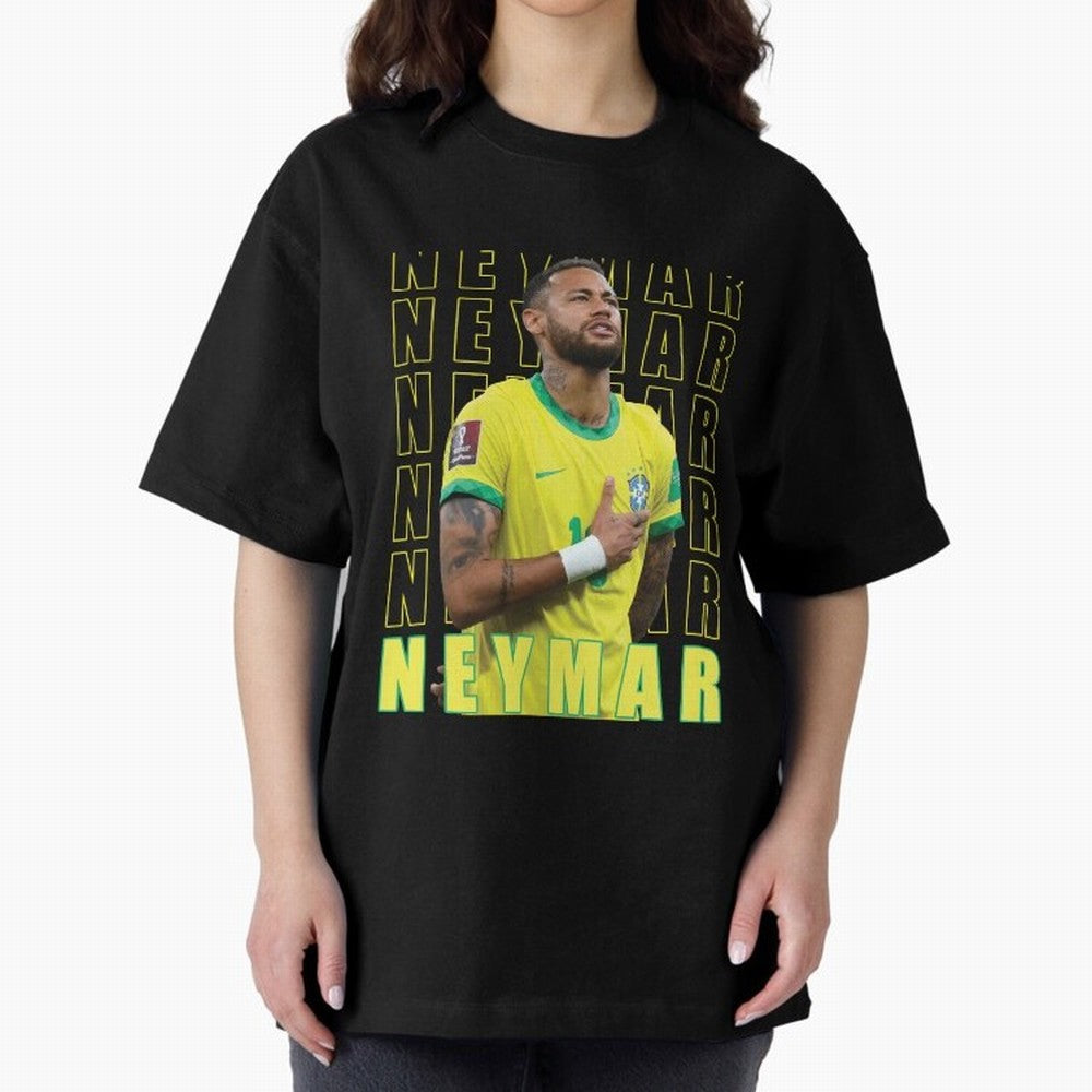 Neymar Brazil Design Oversized T-Shirt Carry National Pride through FIFA World Cup 2026 Group Stage Spirit, Capturing Argentina, Mbappe and Neymar, Retro Football Energy, Iconic Rivalries, Trophy Chase Drama and Stadium Atmosphere; Built for