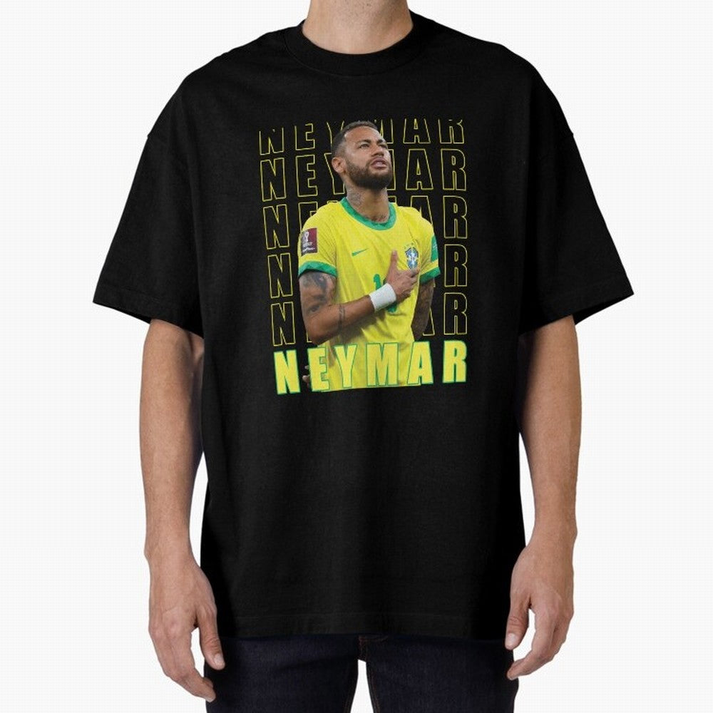 Neymar Brazil Design Oversized T-Shirt Carry National Pride through FIFA World Cup 2026 Group Stage Spirit, Capturing Argentina, Mbappe and Neymar, Retro Football Energy, Iconic Rivalries, Trophy Chase Drama and Stadium Atmosphere; Built for