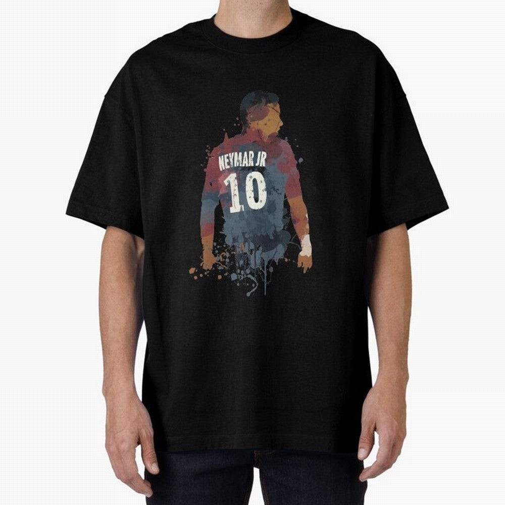 Neymar Brazilian Legend Art Oversized T-Shirt Elevate the FIFA World Cup 2026 Group Stage Journey through Messi and Cristiano Ronaldo Highlights, Spain Pride, Vintage Soccer Flavor, Modern Football Stars, National Flags and Final Night Emotion;