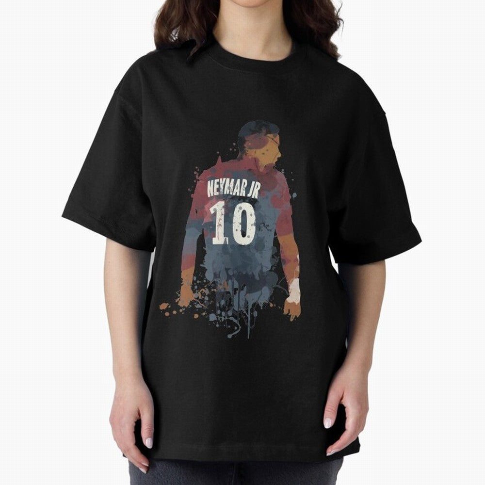 Neymar Brazilian Legend Art Oversized T-Shirt Elevate the FIFA World Cup 2026 Group Stage Journey through Messi and Cristiano Ronaldo Highlights, Spain Pride, Vintage Soccer Flavor, Modern Football Stars, National Flags and Final Night Emotion;