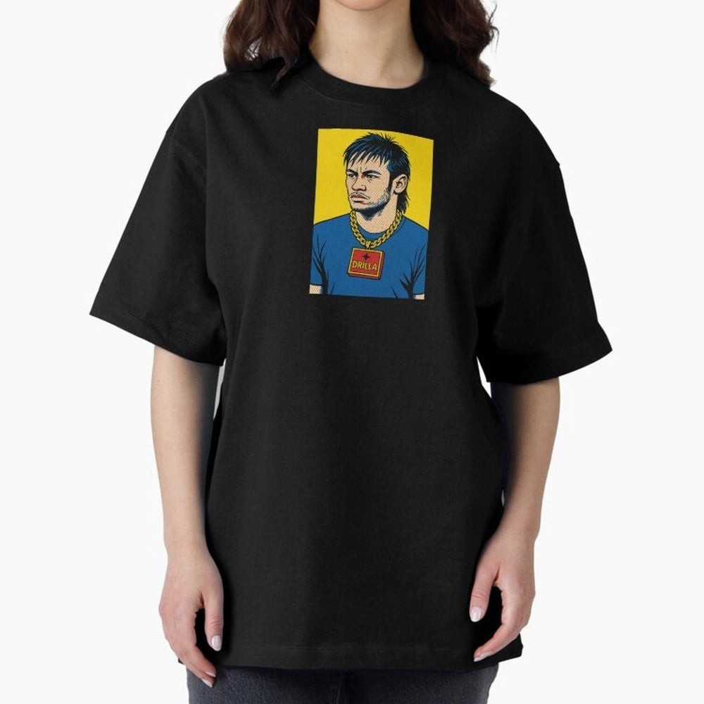 Drilla Clothing Neymar Popart Print T Shirt Oversized T-Shirt Turn Football Passion into FIFA World Cup 2026 Group Stage with Cristiano Ronaldo, Argentina and Brazil Energy, Goal Celebration Energy, Supporter Heritage, Football Icons and Worldwide