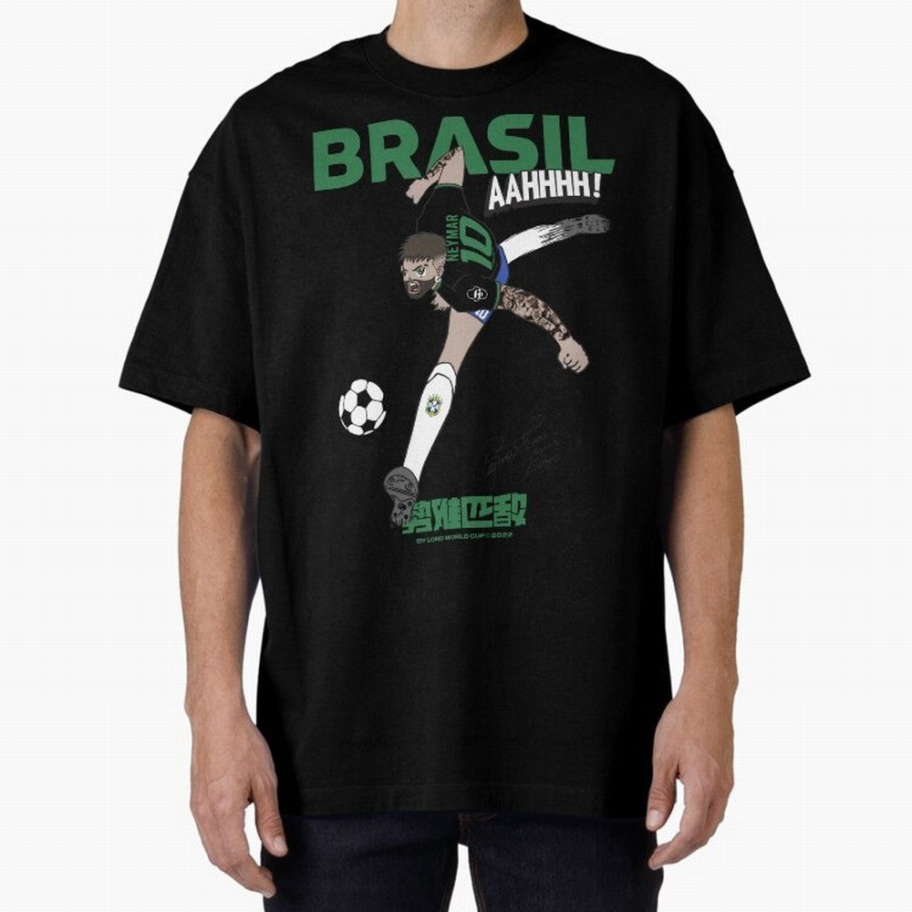 NEYMAR BRAZIL Oversized T-Shirt Discover Match Day Hype around FIFA World Cup 2026, Cristiano Ronaldo, Haaland and CR7, England, France and Netherlands, Football Festival Excitement, Trophy Ambitions, Country Rivalries and Star Player Buzz; Made
