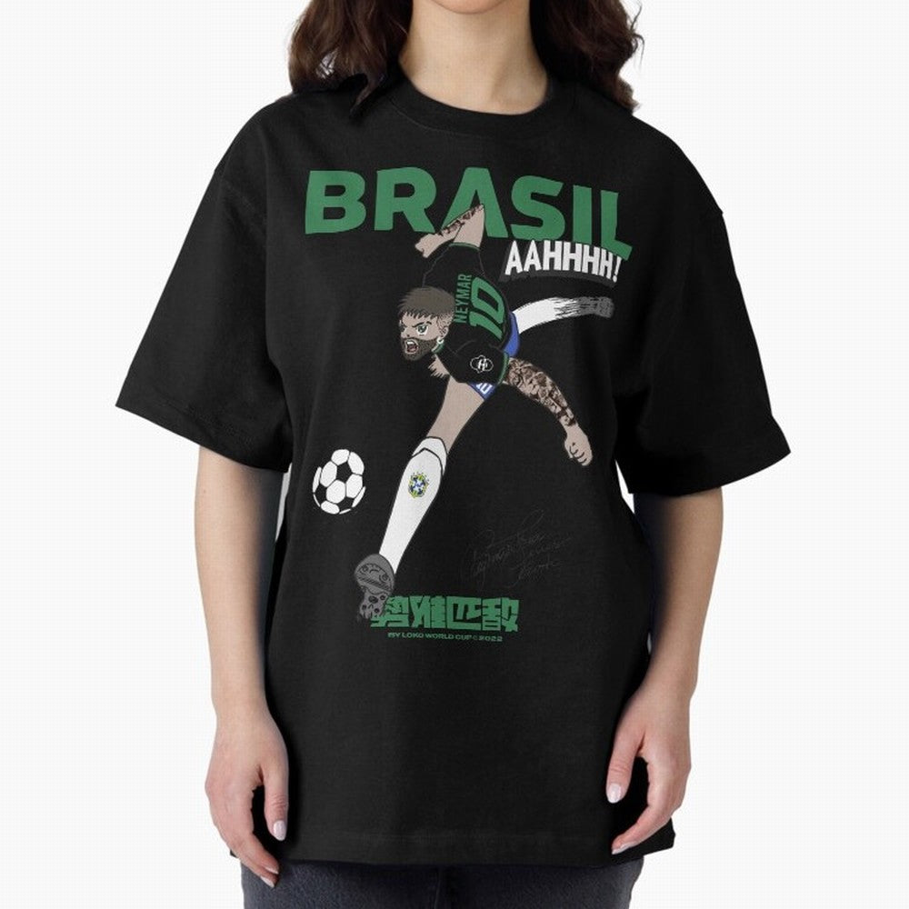 NEYMAR BRAZIL Oversized T-Shirt Discover Match Day Hype around FIFA World Cup 2026, Cristiano Ronaldo, Haaland and CR7, England, France and Netherlands, Football Festival Excitement, Trophy Ambitions, Country Rivalries and Star Player Buzz; Made