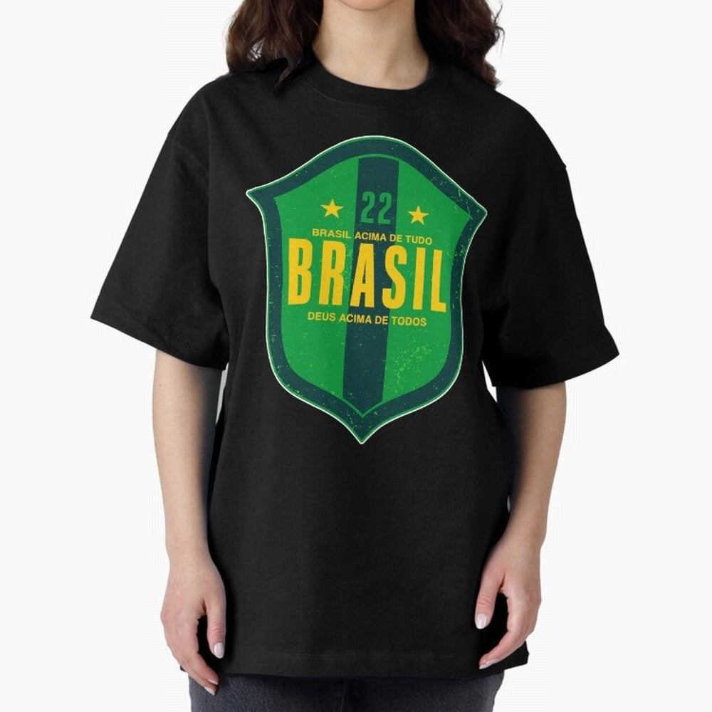 BRAS?O BRASIL 22 Oversized T-Shirt Make Your Look Match Global Football Passion for FIFA World Cup 2026, Featuring Neymar, Haaland and Cristiano Ronaldo, England, Vintage Soccer Flavor, Modern Football Stars, National Flags and Final Night Emotion;