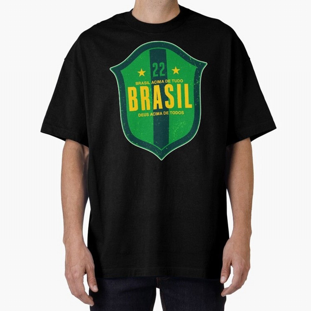 BRAS?O BRASIL 22 Oversized T-Shirt Make Your Look Match Global Football Passion for FIFA World Cup 2026, Featuring Neymar, Haaland and Cristiano Ronaldo, England, Vintage Soccer Flavor, Modern Football Stars, National Flags and Final Night Emotion;