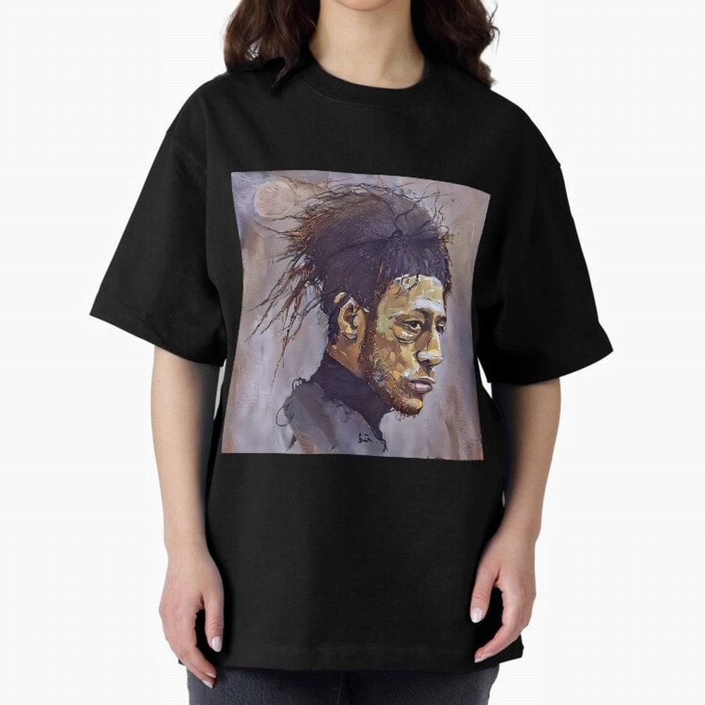 sketch of Neymar Oversized T-Shirt Bring a Vintage Feel to Global Football Passion for FIFA World Cup 2026 Group Stage, Featuring Mbappe and Neymar, Brazil, Fan Favorite Moments, National Team Passion, Big Match Drama and Soccer History; Perfect