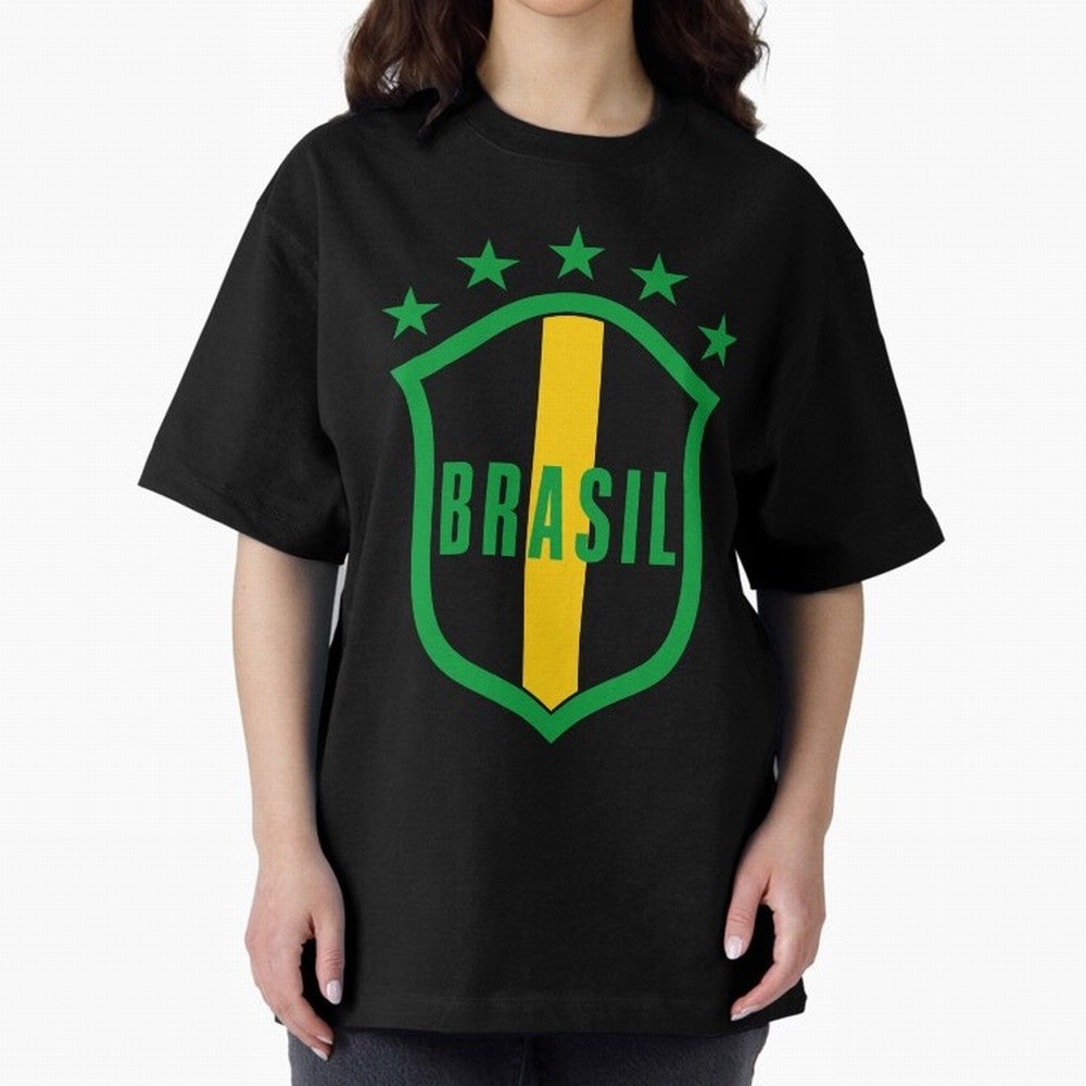 BRASIL LOGO 002 Oversized T-Shirt Show Up for the Glory of FIFA World Cup 2026 Group Stage Spirit, Centered on Germany, Messi, CR7 and Mbappe, Supporter Pride, Iconic Celebrations, Legendary Names and Global Match Day Energy; Ideal for Football