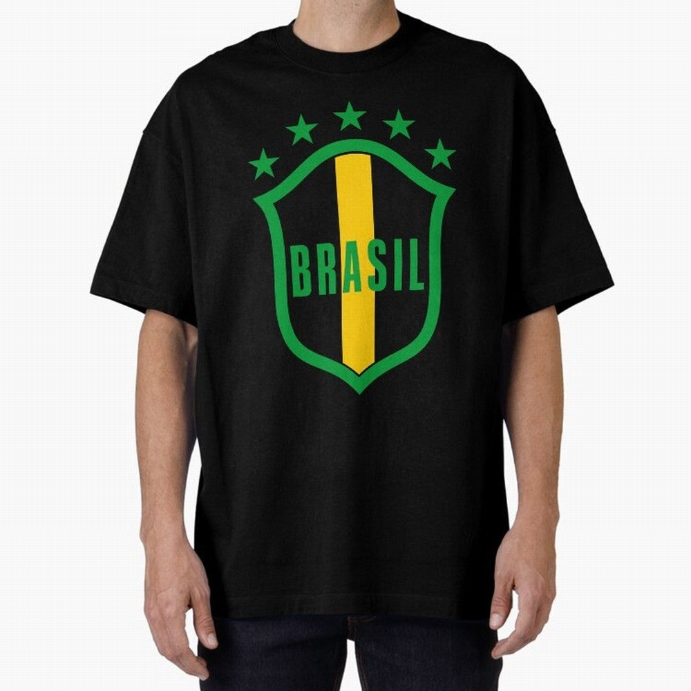 BRASIL LOGO 002 Oversized T-Shirt Show Up for the Glory of FIFA World Cup 2026 Group Stage Spirit, Centered on Germany, Messi, CR7 and Mbappe, Supporter Pride, Iconic Celebrations, Legendary Names and Global Match Day Energy; Ideal for Football