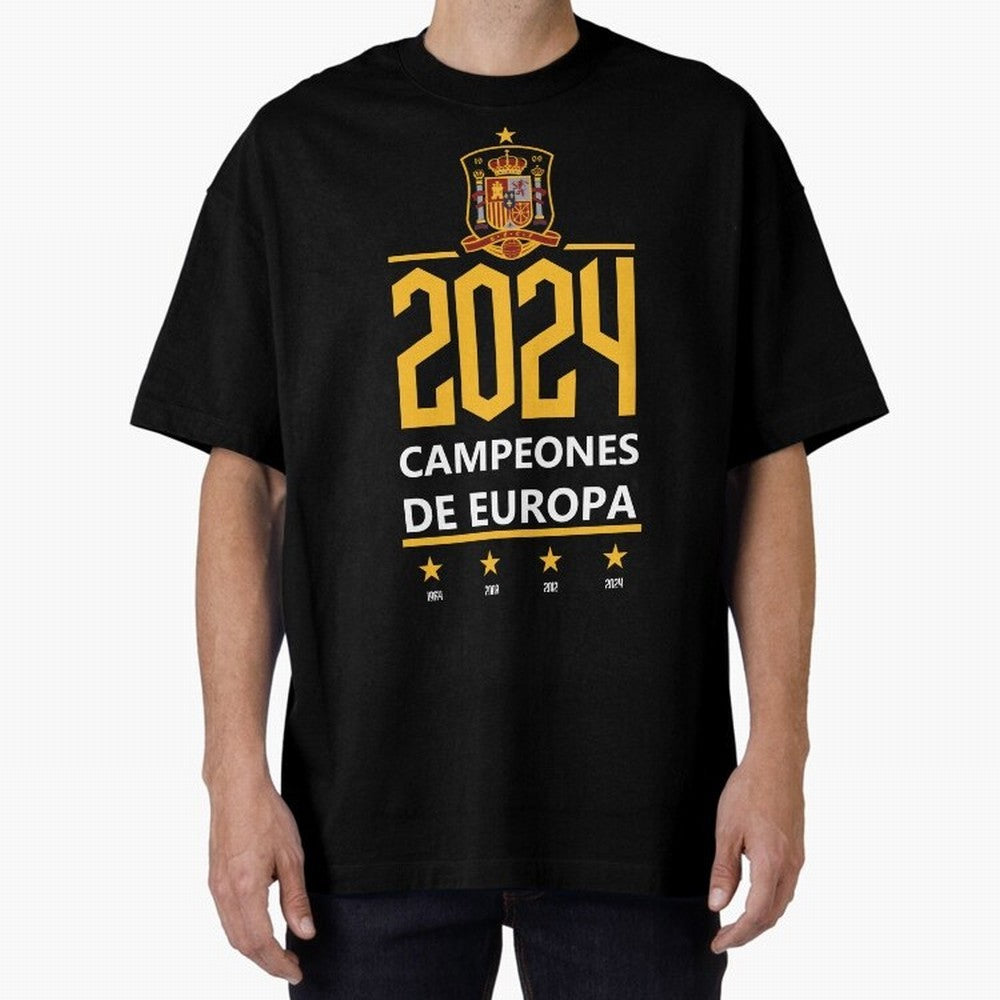 Campeonato Europa 2024 Oversized T-Shirt Bring Legendary Rivalry Energy to Global Football Passion for FIFA World Cup 2026 USA Canada Mexico, Centered on Messi, Neymar and Mbappe, France, Vintage Soccer Flavor, Modern Football Stars, National Flags