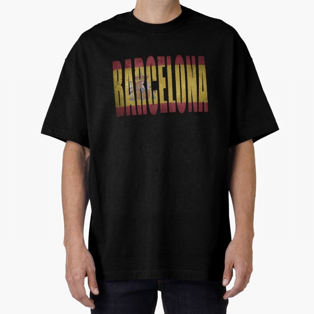 Barcelona city Oversized T-Shirt Share the Excitement of FIFA World Cup 2026 Spirit, Highlighting Portugal, Spain and Germany, Mbappe, Match Day Excitement, Supporter Culture, Golden Goals and Global Football Passion; Perfect for People Who Love