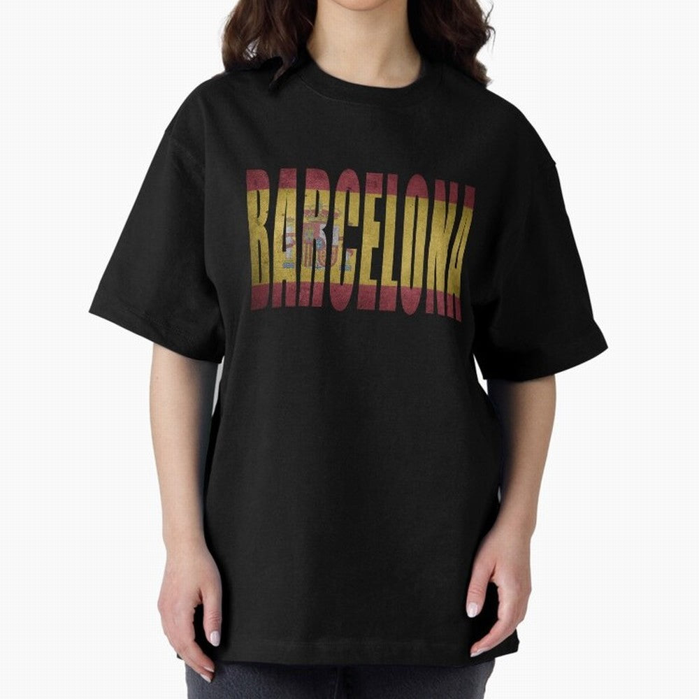 Barcelona city Oversized T-Shirt Share the Excitement of FIFA World Cup 2026 Spirit, Highlighting Portugal, Spain and Germany, Mbappe, Match Day Excitement, Supporter Culture, Golden Goals and Global Football Passion; Perfect for People Who Love