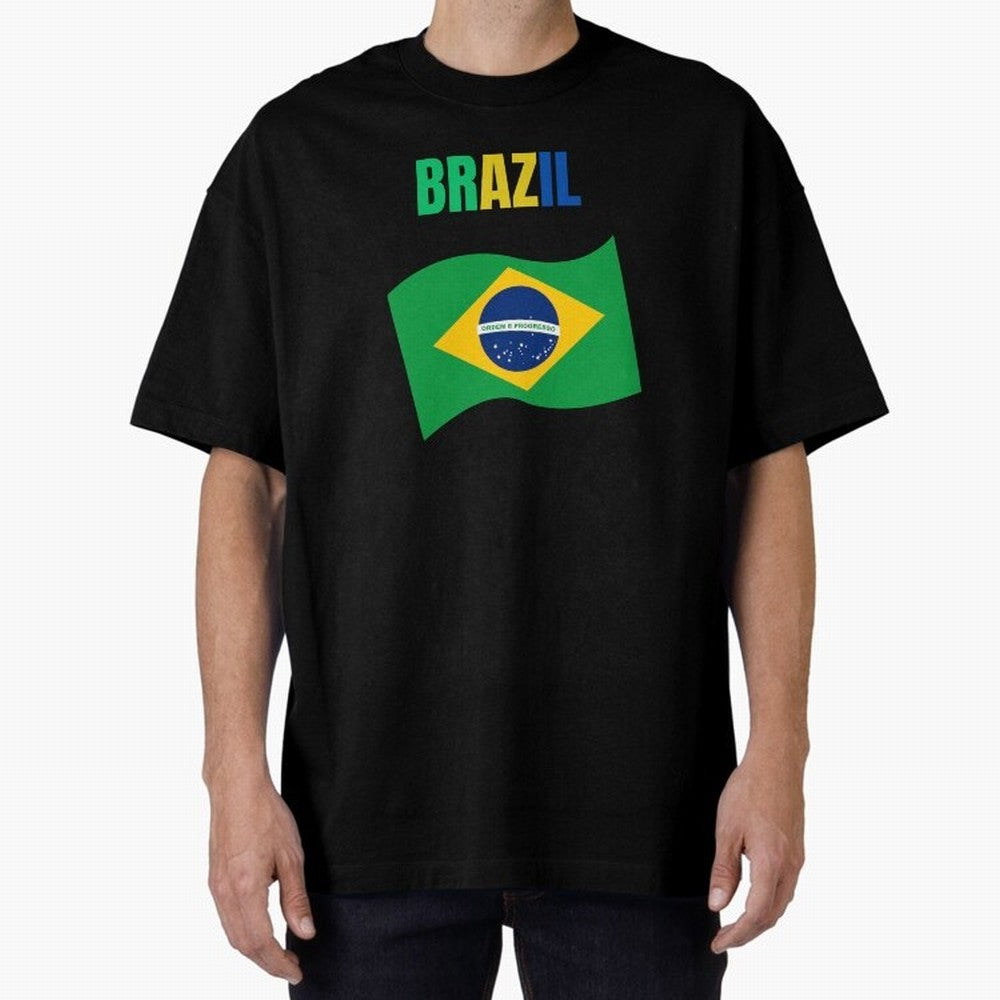 I love Brazil Oversized T-Shirt Feel International Energy from Global Football Passion for FIFA World Cup 2026 USA Canada Mexico, Made for Messi, Neymar and Mbappe, Argentina, Goal Celebration Energy, Supporter Heritage, Football Icons and